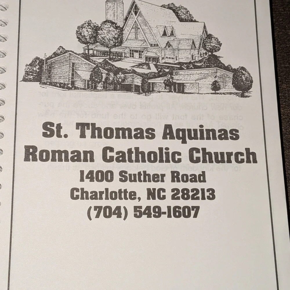 Vintage St. Thomas Aquinas Catholic Church Spiral Cookbook 1995